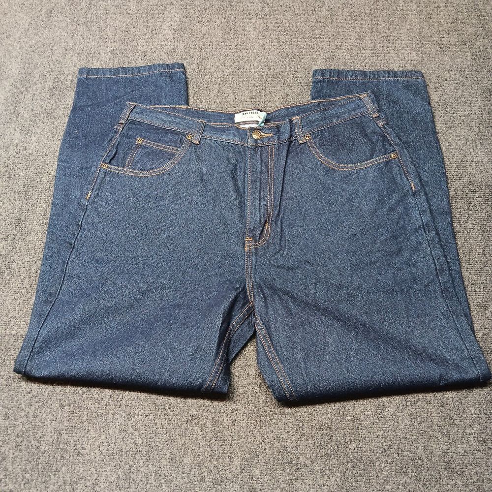 Duke Jeans Men 36 x 30 Dark Blue Straight Leg Regular Fit High‎ Rise Denim Pants